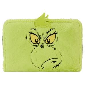 Loungefly Dr. Seuss Grinch Stole Christmas! Plush Glow Zip Around Wallet NEW